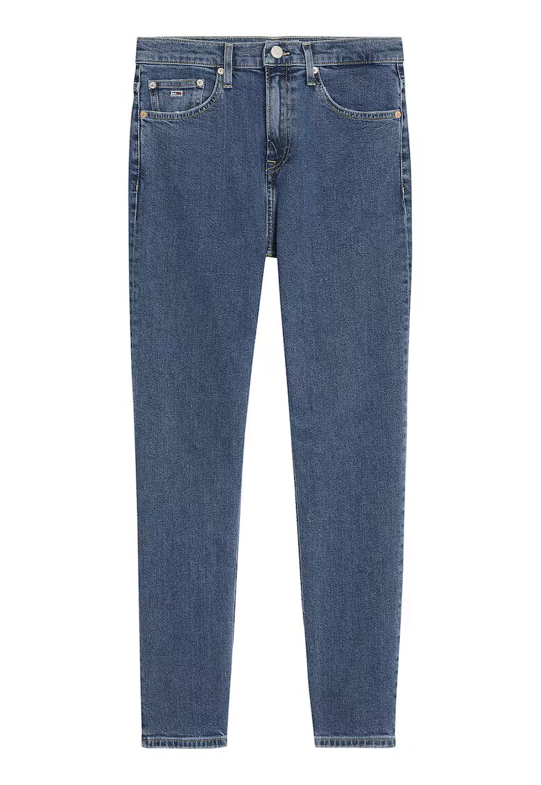 Tommy Jeans Blugi slim fit cu aplicatie logo - Albastru