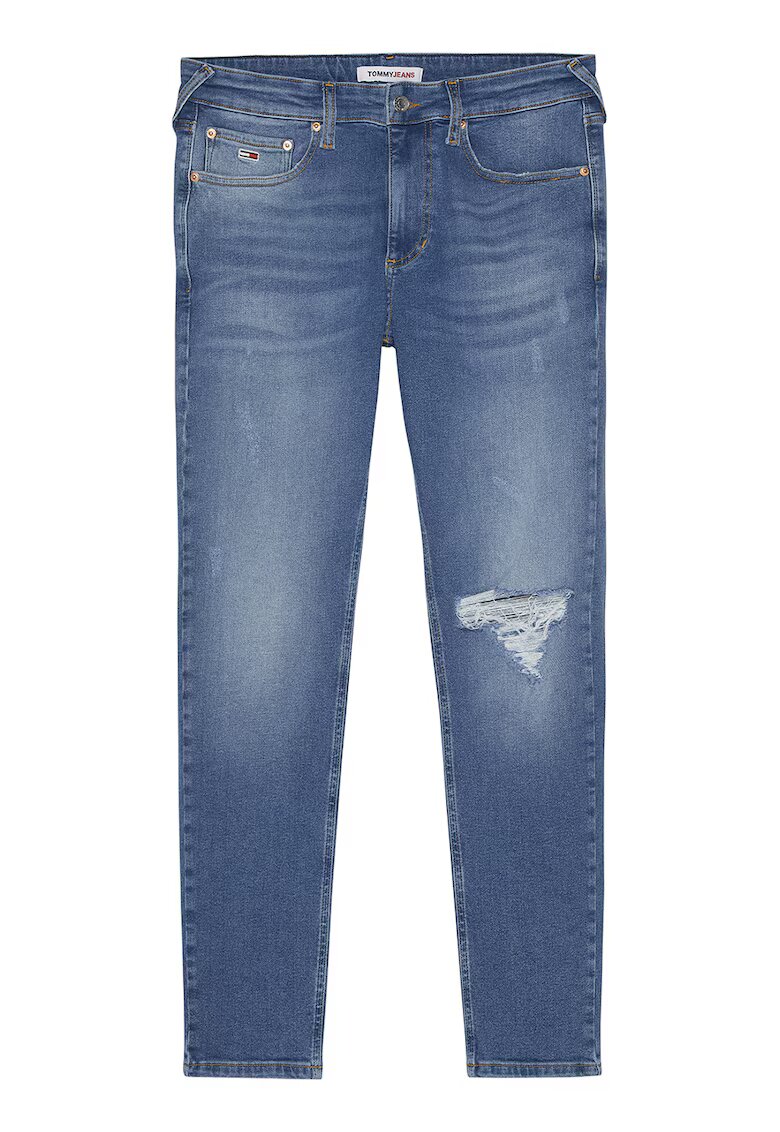 Tommy Jeans Blugi slim fit cu aspect decolorat - Albastru