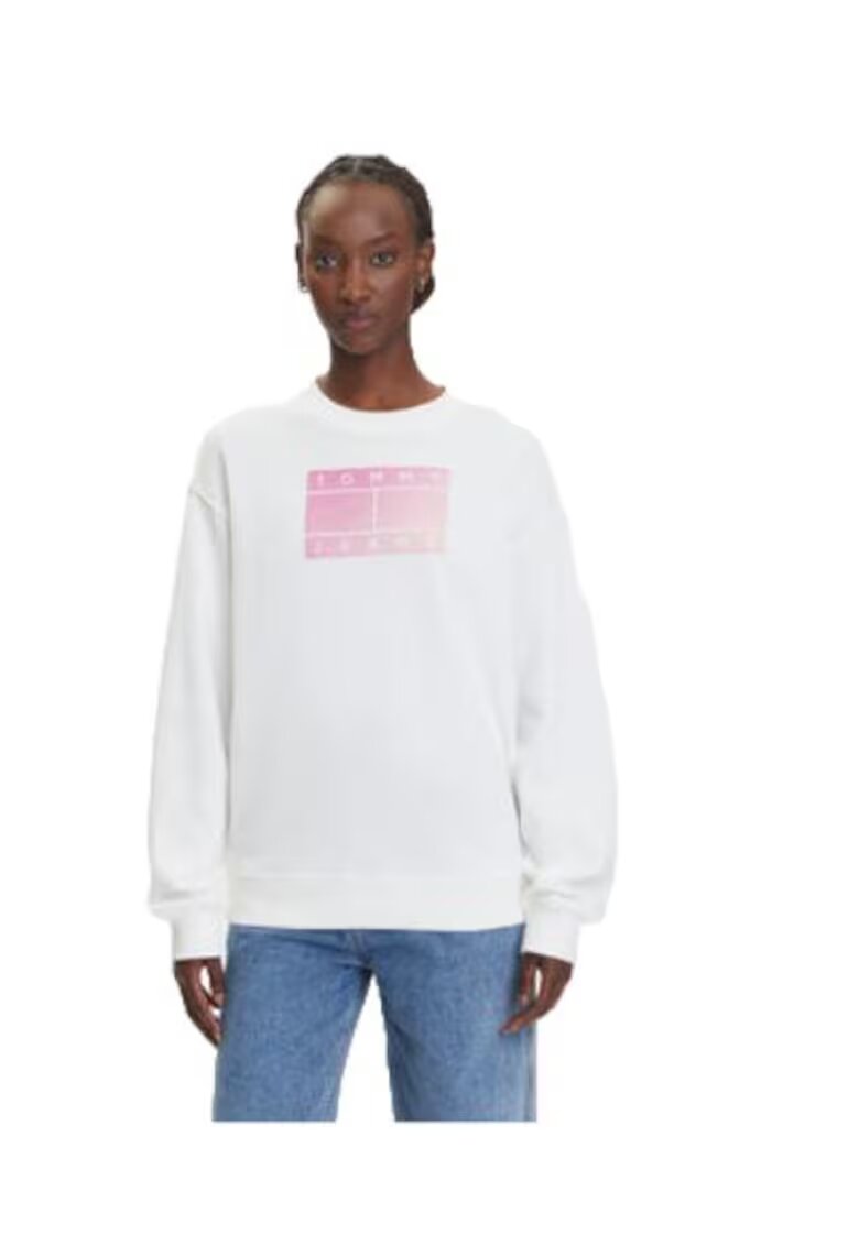 Tommy Jeans Bluza dama - bumbac - alb/roz -