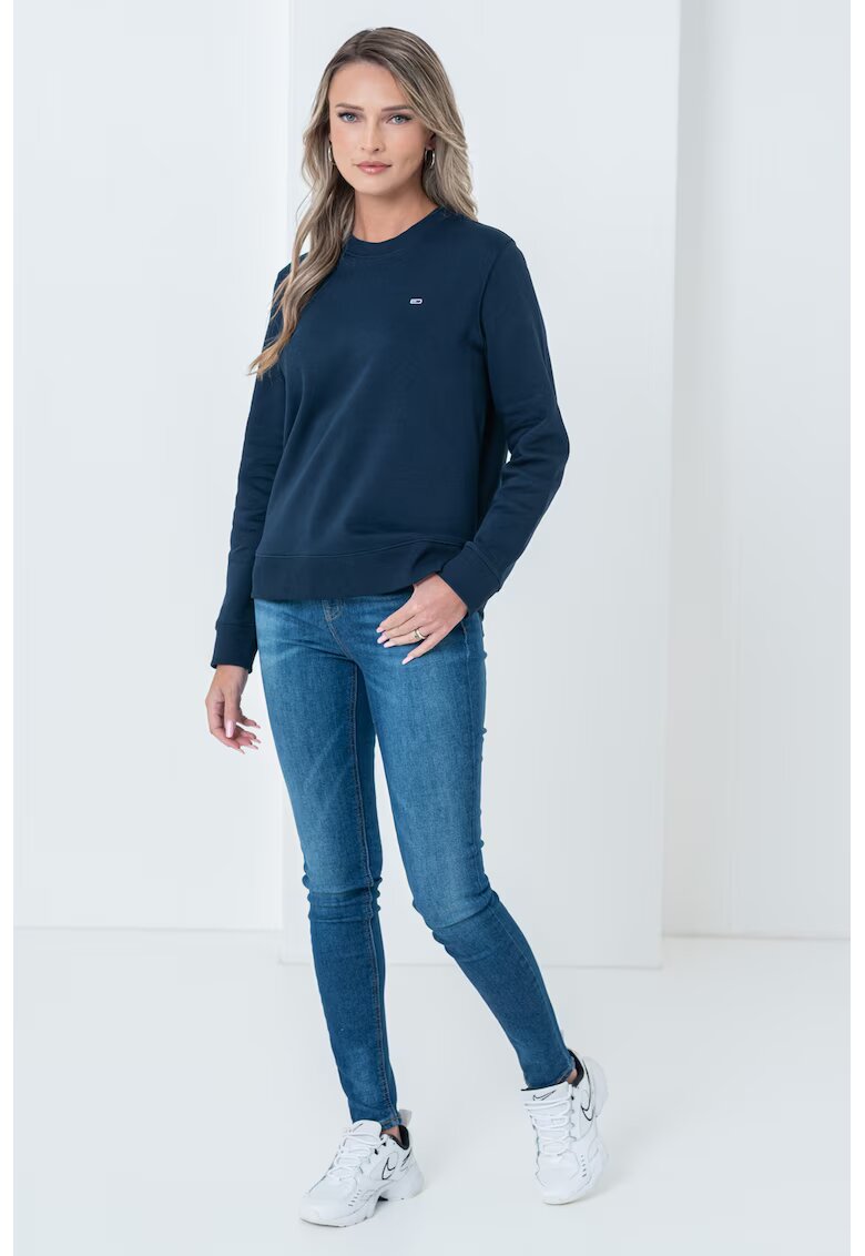 Tommy Jeans Bluza de trening cu decolteu la baza gatului - Bleumarin