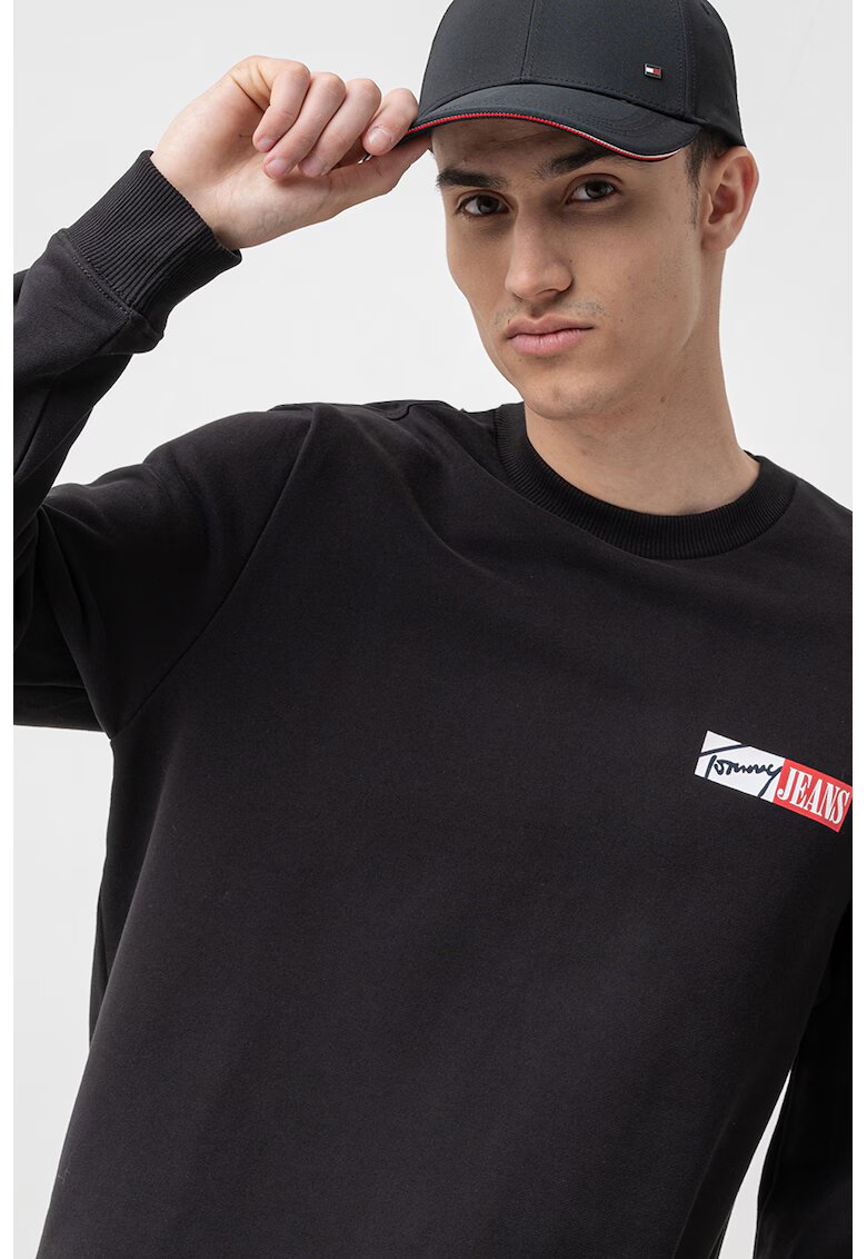 Tommy Jeans Bluza de trening cu decolteu la baza gatului si logo