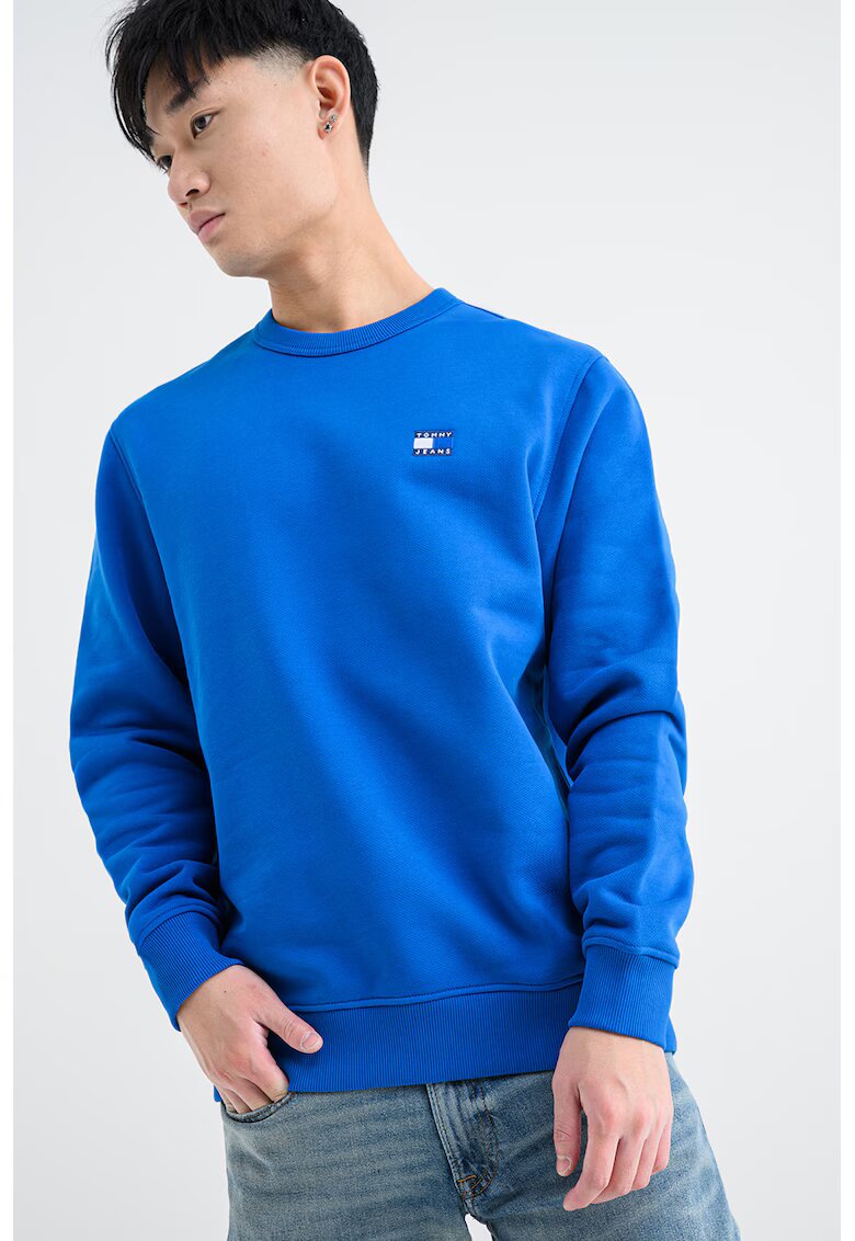 Tommy Jeans Bluza de trening cu decolteu la baza gatului si logo - Albastru royal