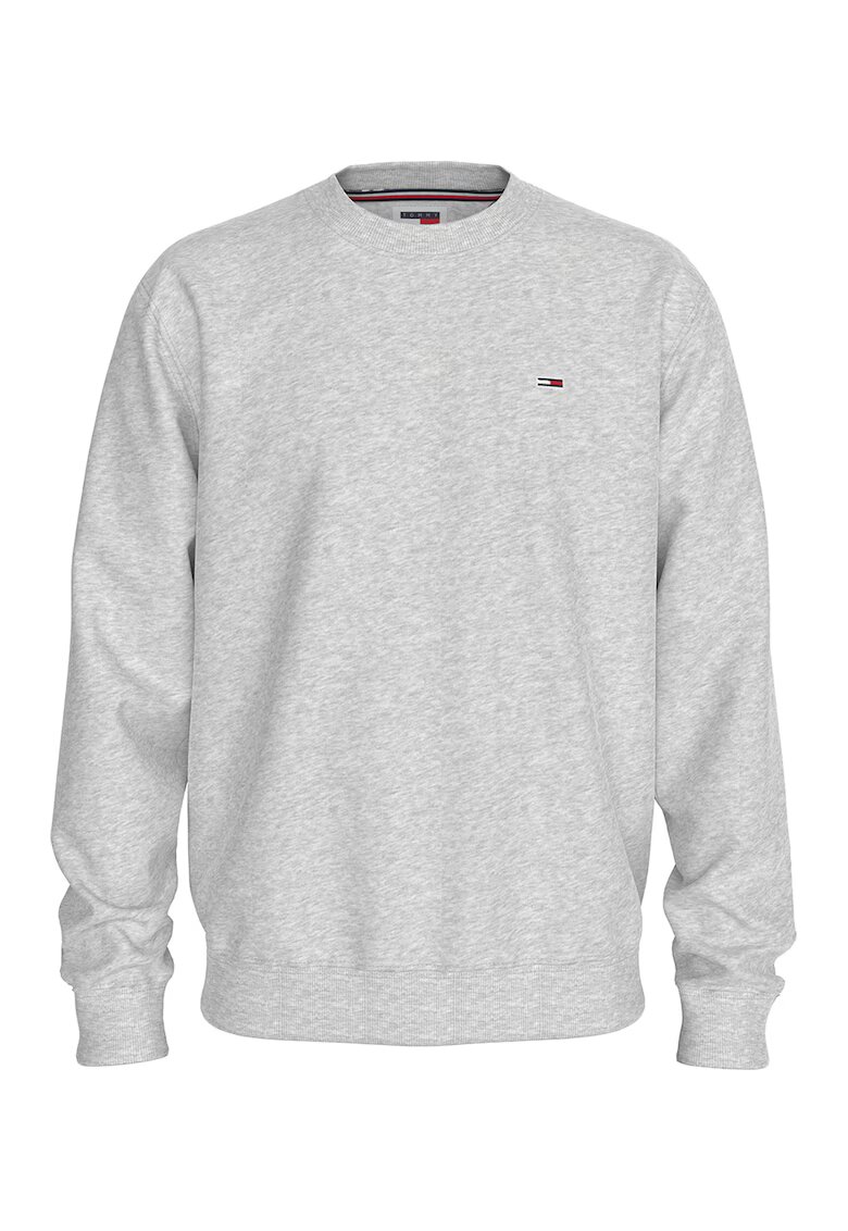Tommy Jeans Bluza de trening cu decolteu la baza gatului si logo discret - Gri deschis