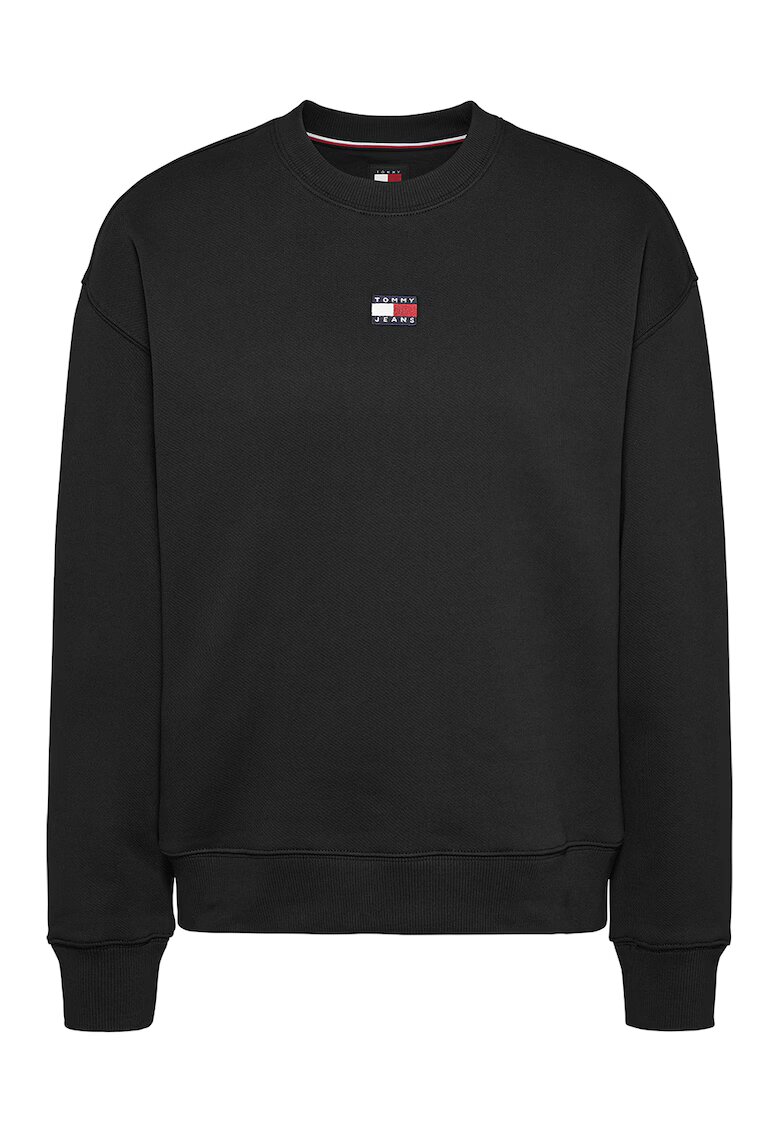 Tommy Jeans Bluza de trening cu decolteu la baza gatului si logo discret - Negru