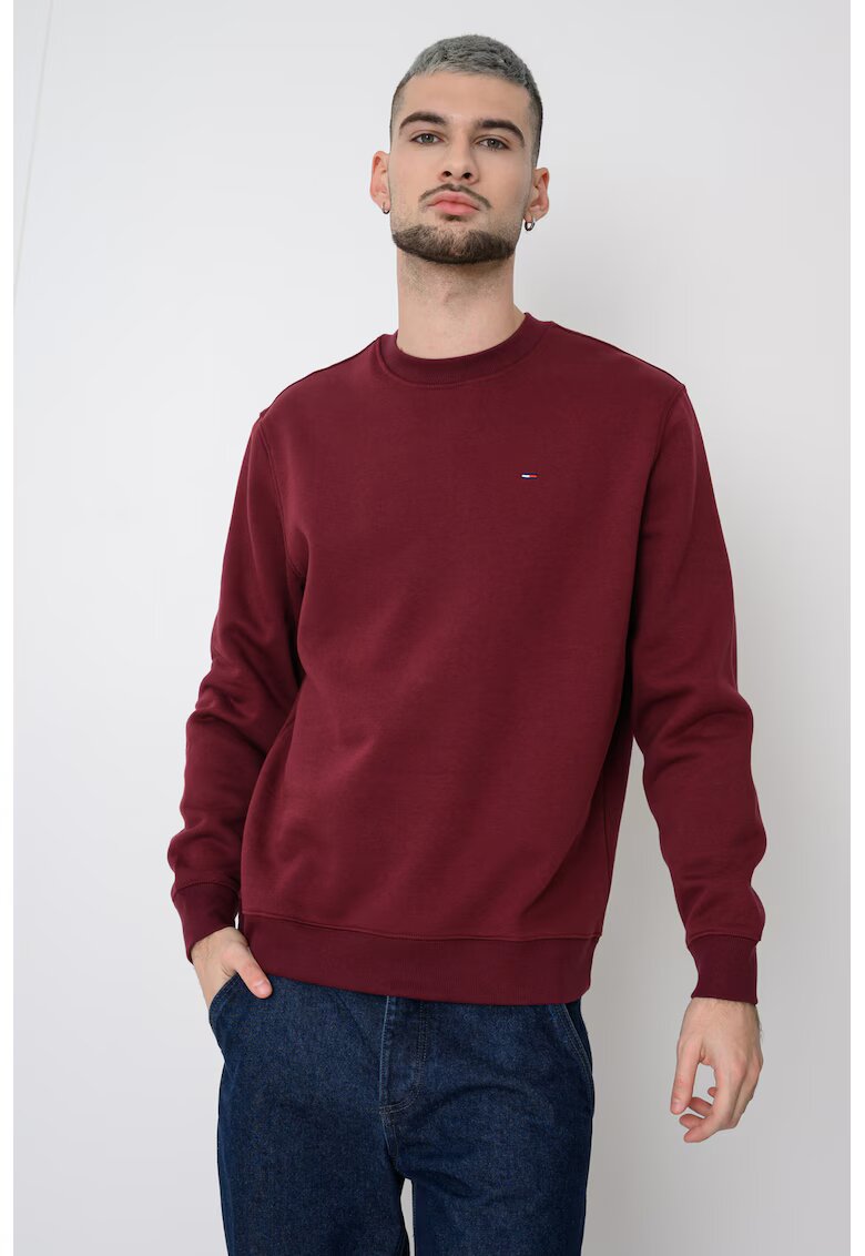 Tommy Jeans Bluza de trening cu decolteu la baza gatului si logo discret - Visiniu