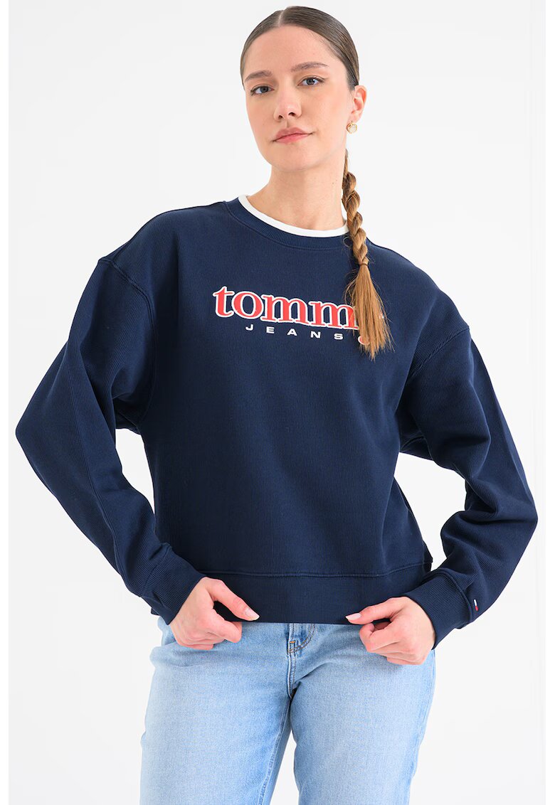 Tommy Jeans Bluza de trening cu imprimeu logo - Bleumarin
