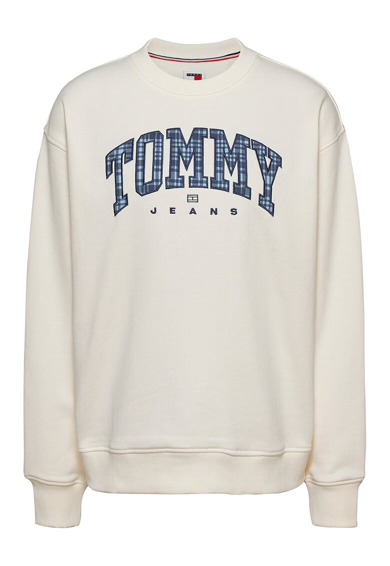 Tommy Jeans Bluza de trening cu logo brodat - Crem