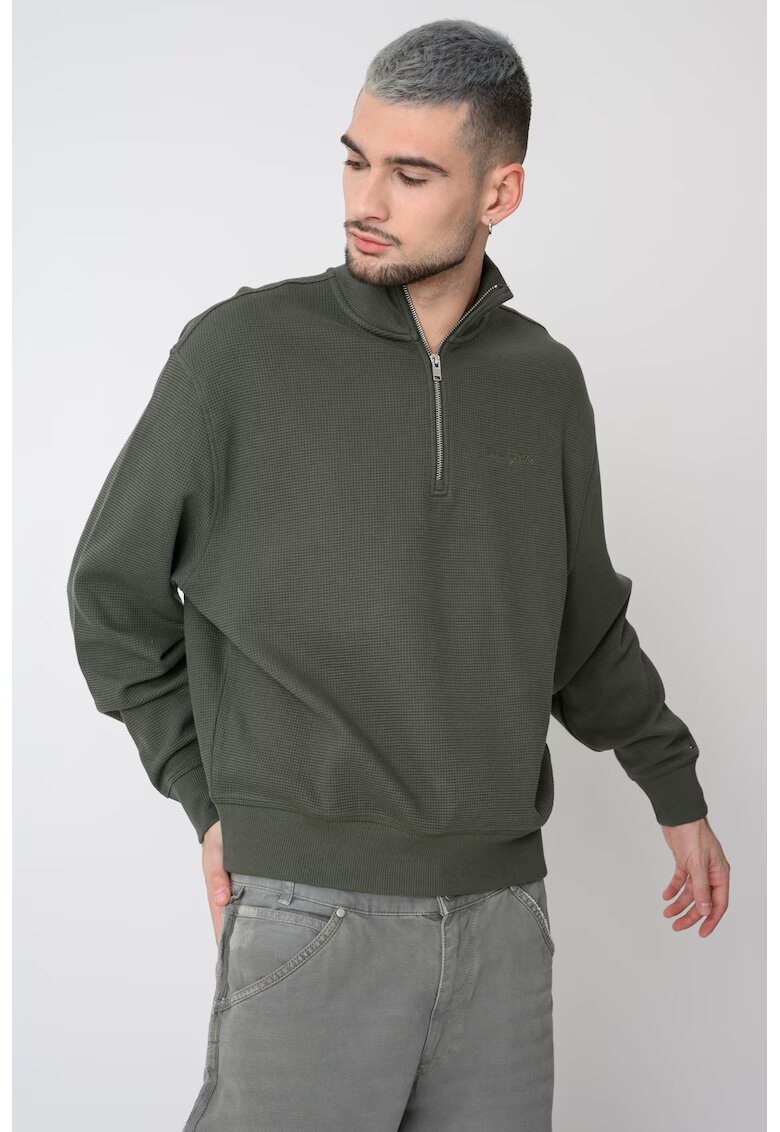 Tommy Jeans Bluza de trening de bumbac cu logo discret - Verde