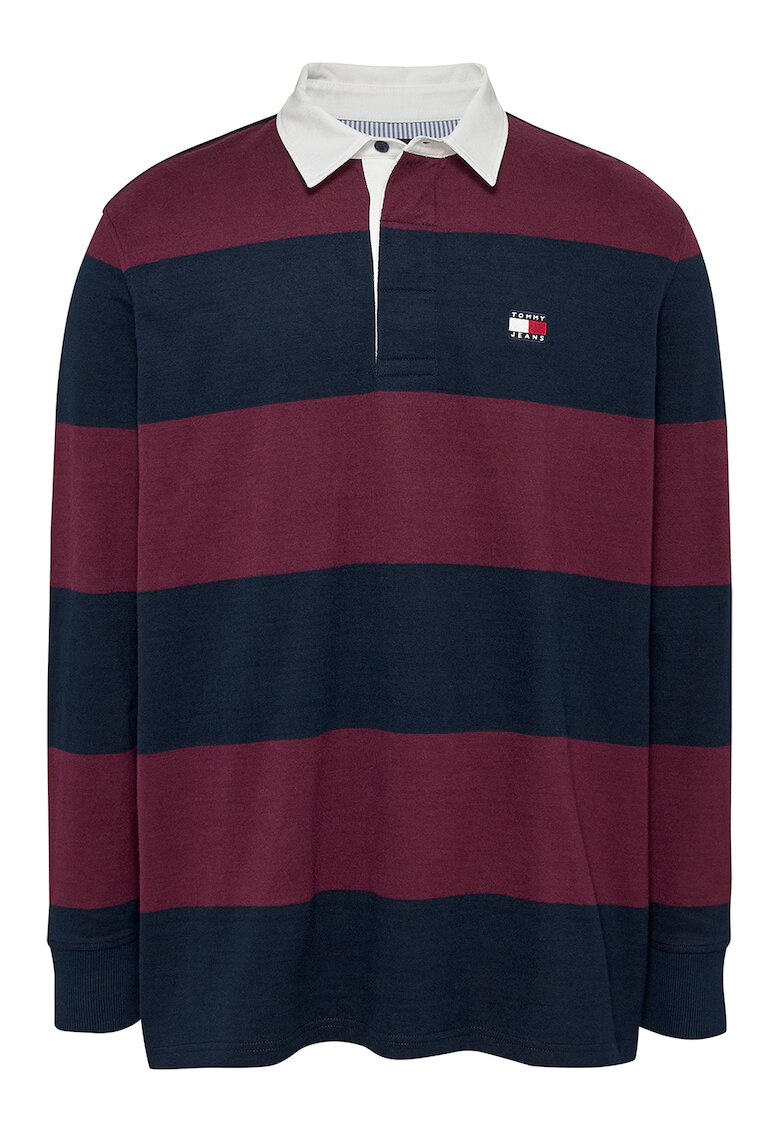 Tommy Jeans Bluza polo in dungi - Rosu/Bleumarin