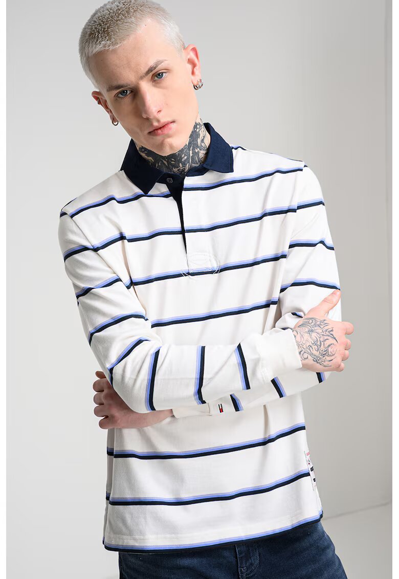 Tommy Jeans /bluza regular fit cu dungi - Alb/Bleumarin