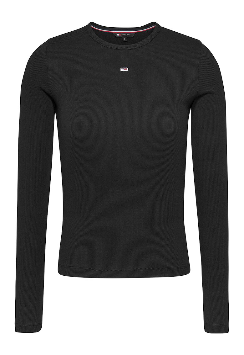 Tommy Jeans Bluza slim fit cu broderie logo discreta - Negru