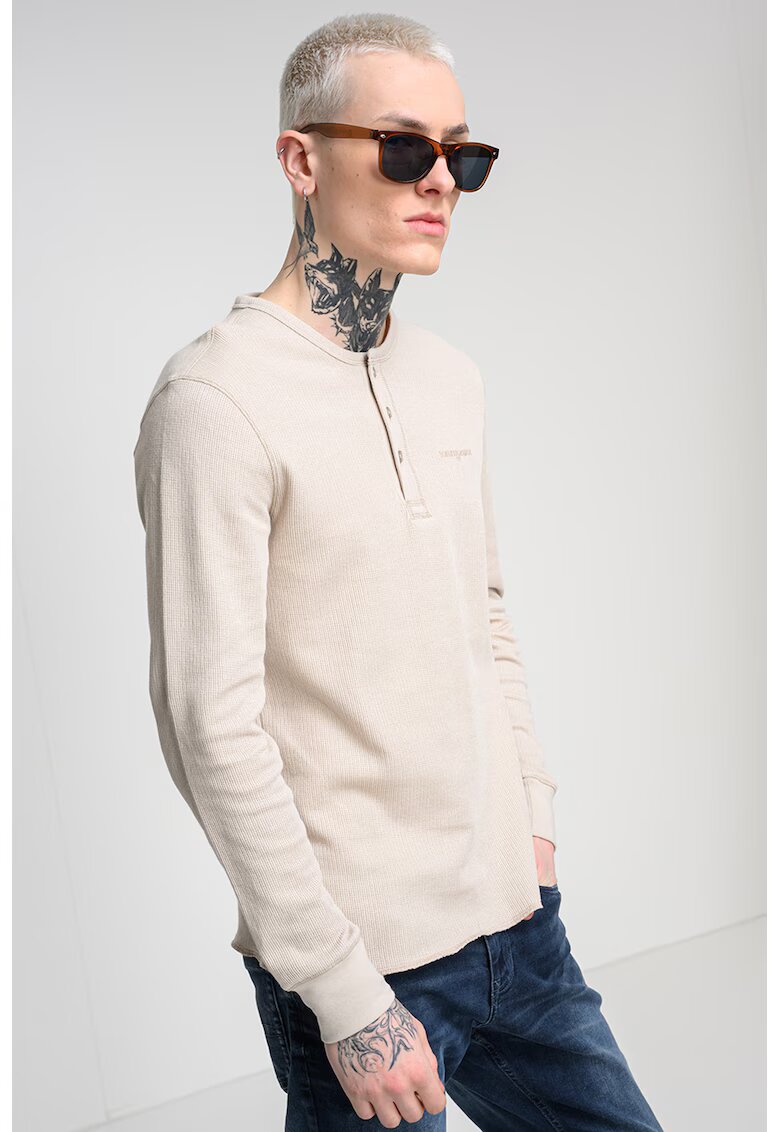 Tommy Jeans Bluza slim fit cu decolteu henley - Bej
