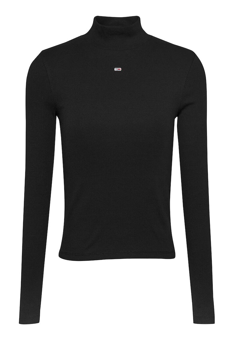 Tommy Jeans Bluza slim fit din amestec de bumbac - Negru