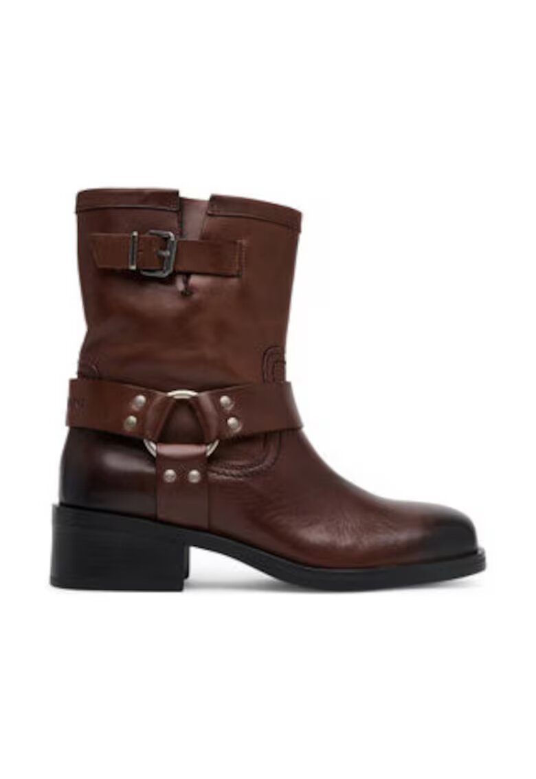 Tommy Jeans Botine dama din piele naturala - Maro