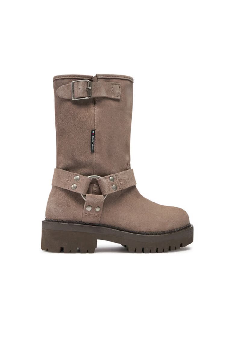 Tommy Jeans Botine dama - piele naturala - gri
