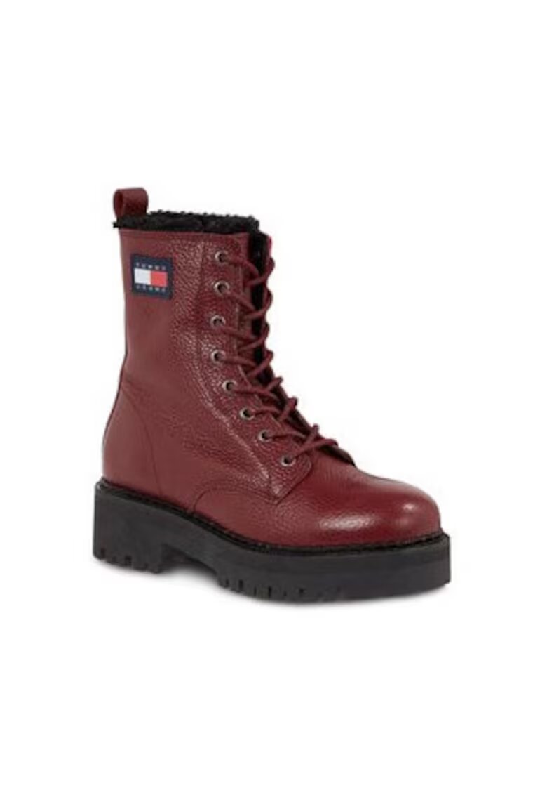 Tommy Jeans Botine dama - piele naturala - maro