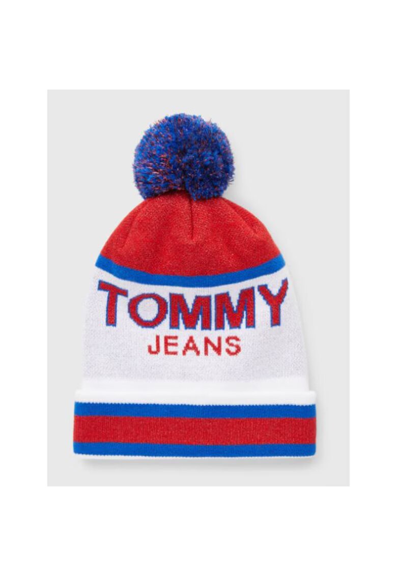 Tommy Jeans Caciula cu imprimeu logo si pom pom