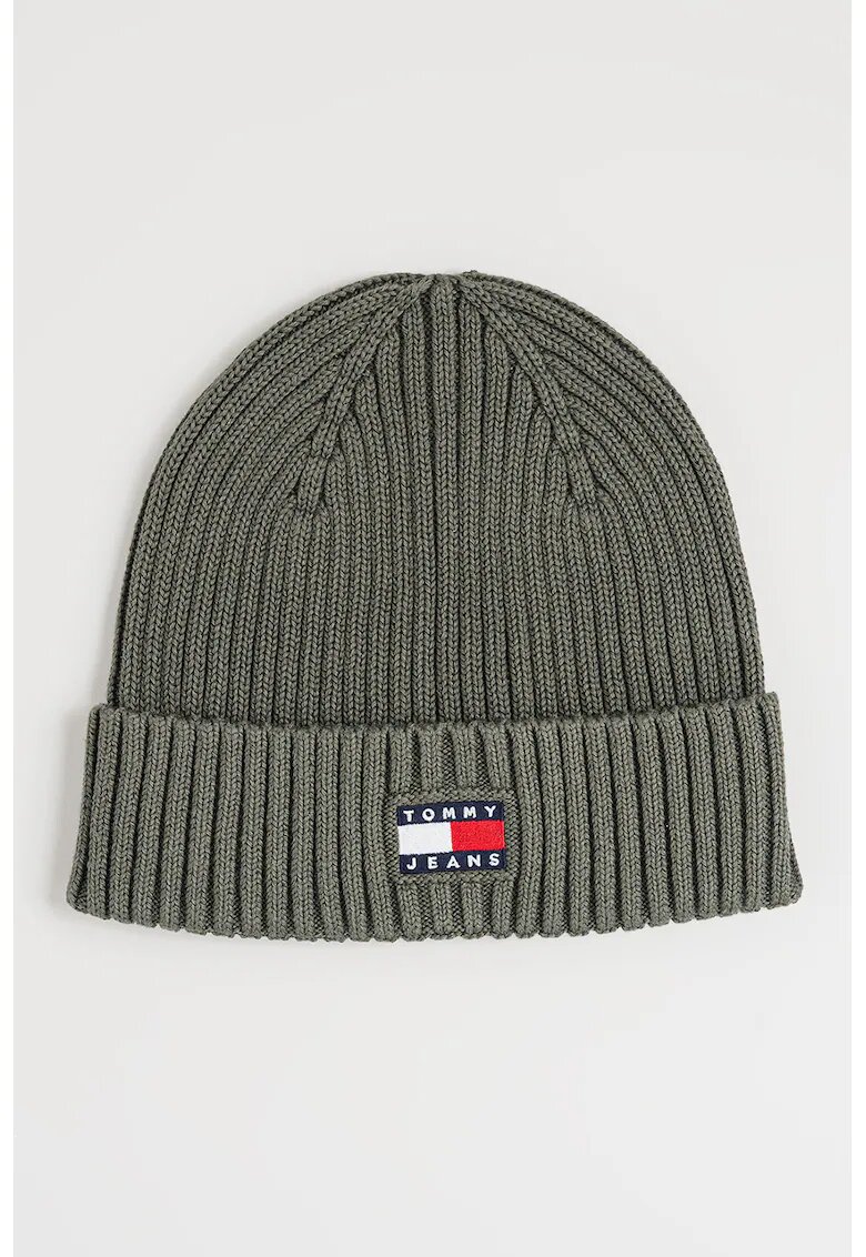 Tommy Jeans Caciula striata din bumbac organic Heritage - Verde feriga