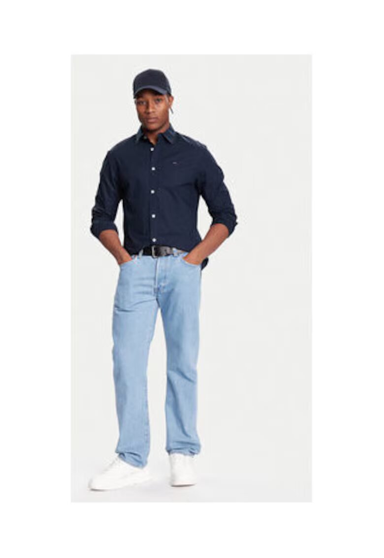 Tommy Jeans Camasa Barbati - Bleumarin - 55% bumbac organic - 45% bumbac -