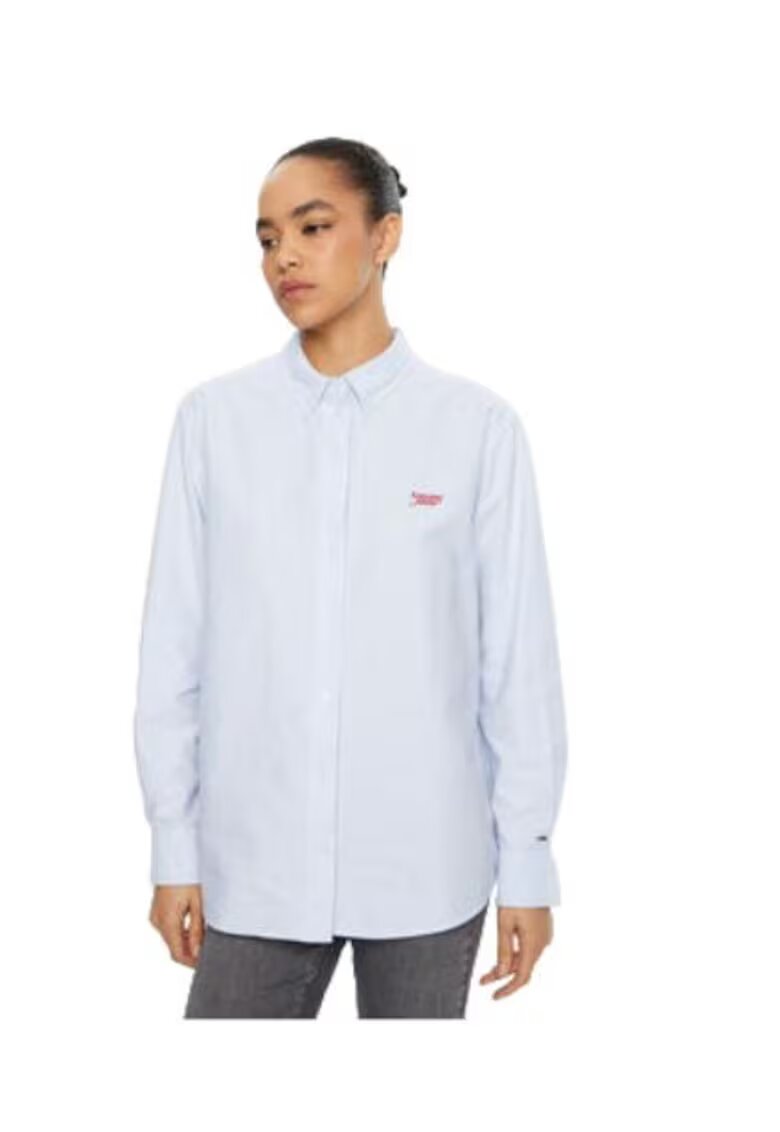 Tommy Jeans Camasa dama - bumbac organic - albastru deschis -