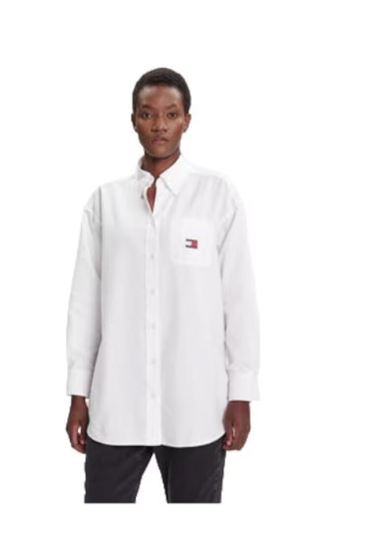 Tommy Jeans Camasa dama - bumbac organic/poliester - alb