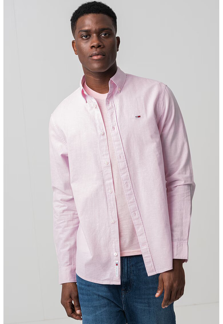 Tommy Jeans Camasa de bumbac organic si in - Roz pal
