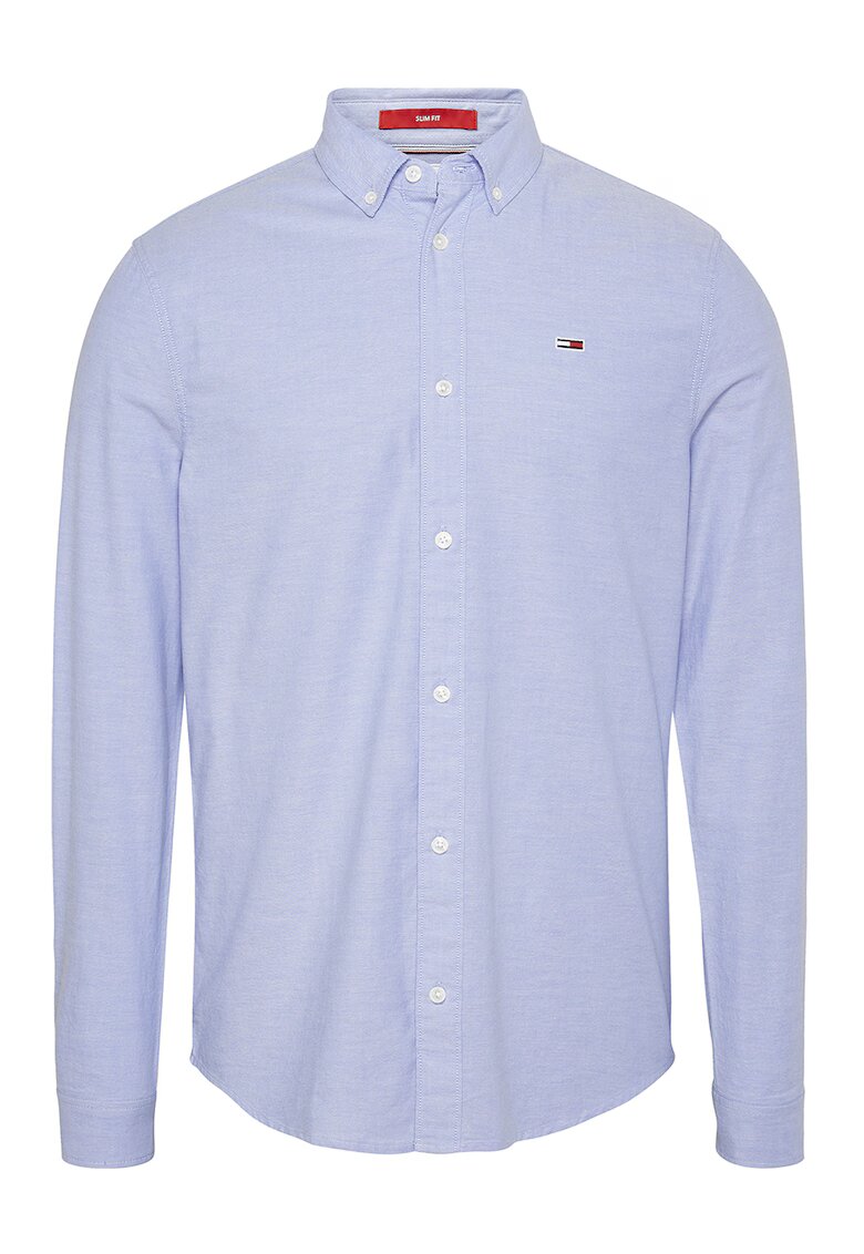 Tommy Jeans Camasa slim fit din amestec de bumbac organic - Albastru azur
