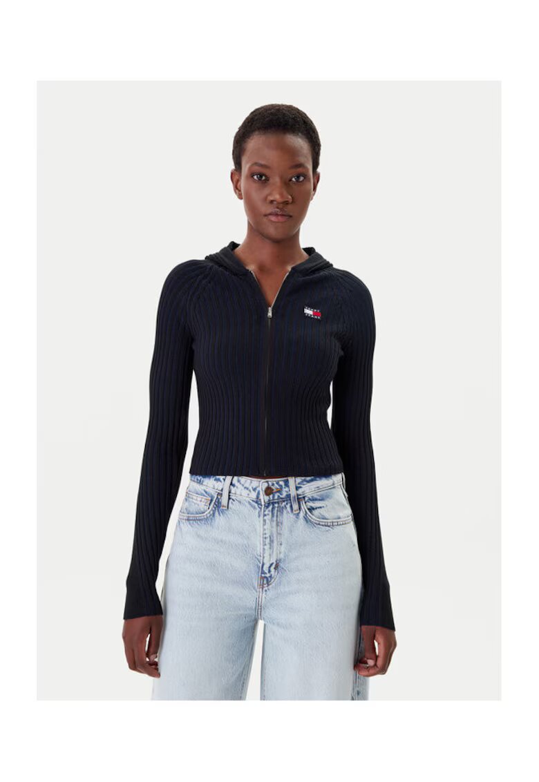 Tommy Jeans Cardigan dama - Negru - 88% viscoza - 12% poliester reciclat -