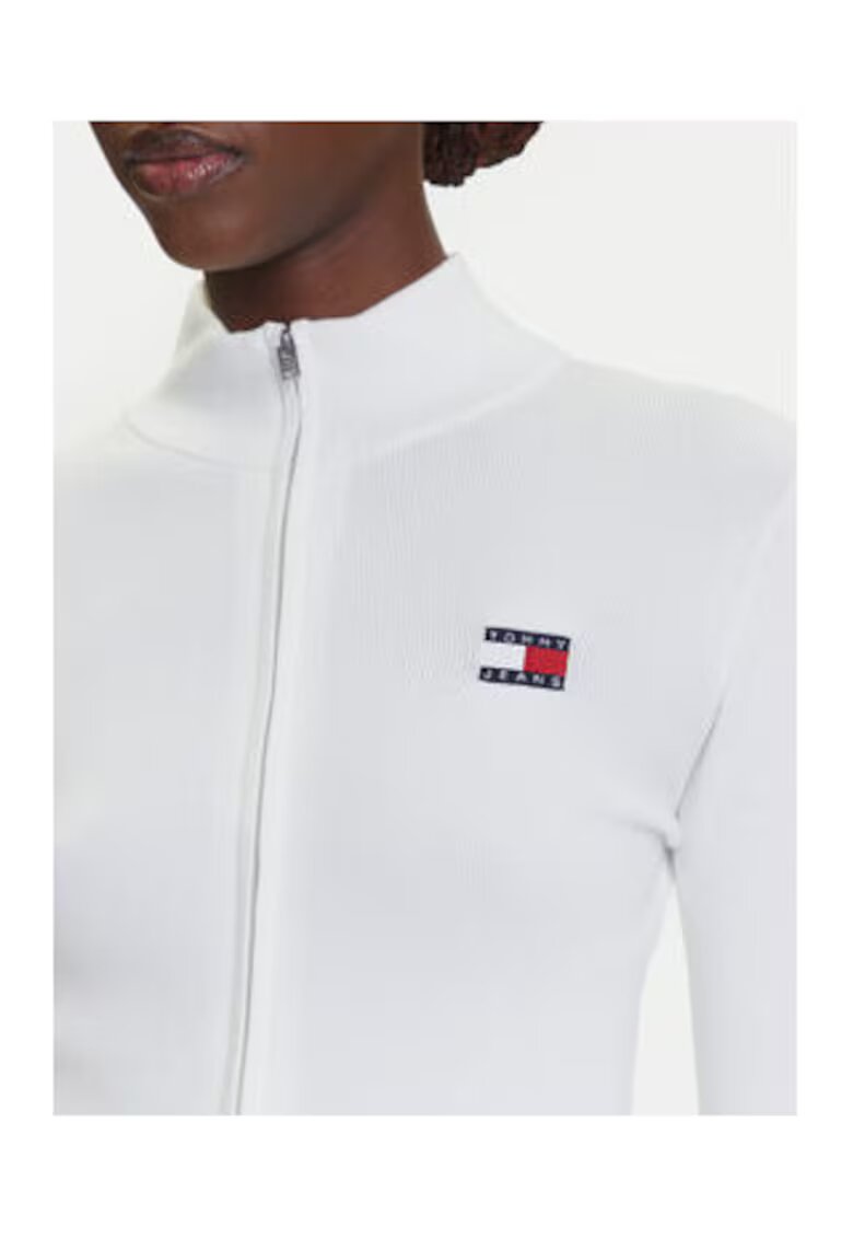 Tommy Jeans Cardigan de dama - Alb - 65% bumbac - 35% poliamida -