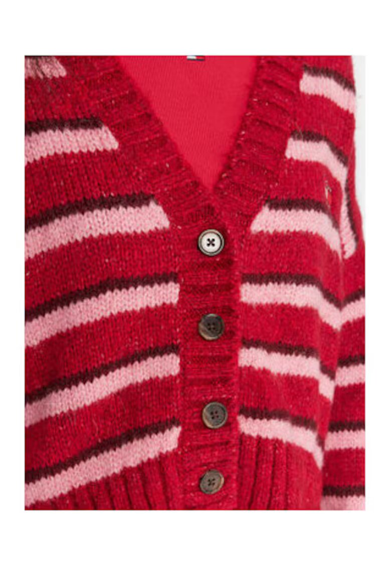 Tommy Jeans Cardigan de dama - Rosu - 69% acril reciclat - 23% poliester reciclat - 8% lana de alpaca -