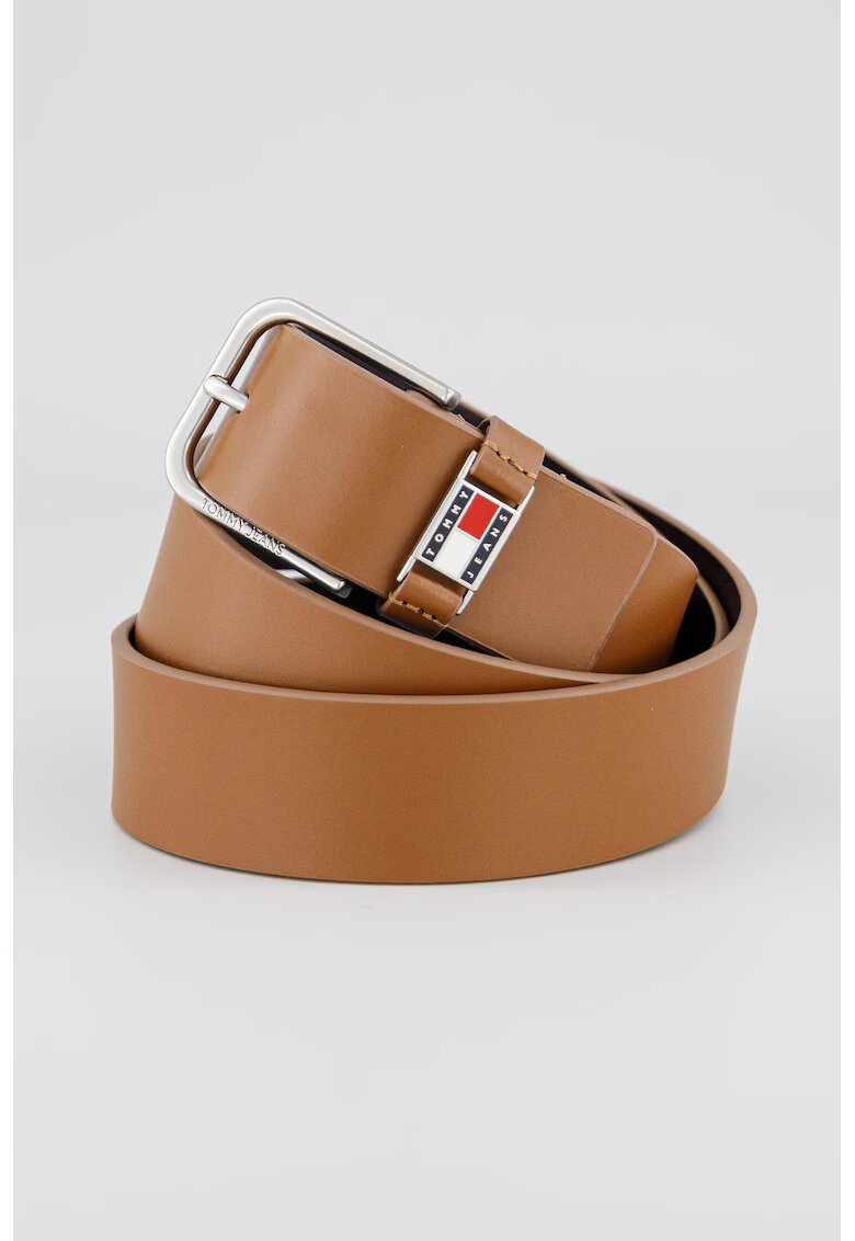 Tommy Jeans Curea din piele cu inchidere cu catarama - Maro cognac