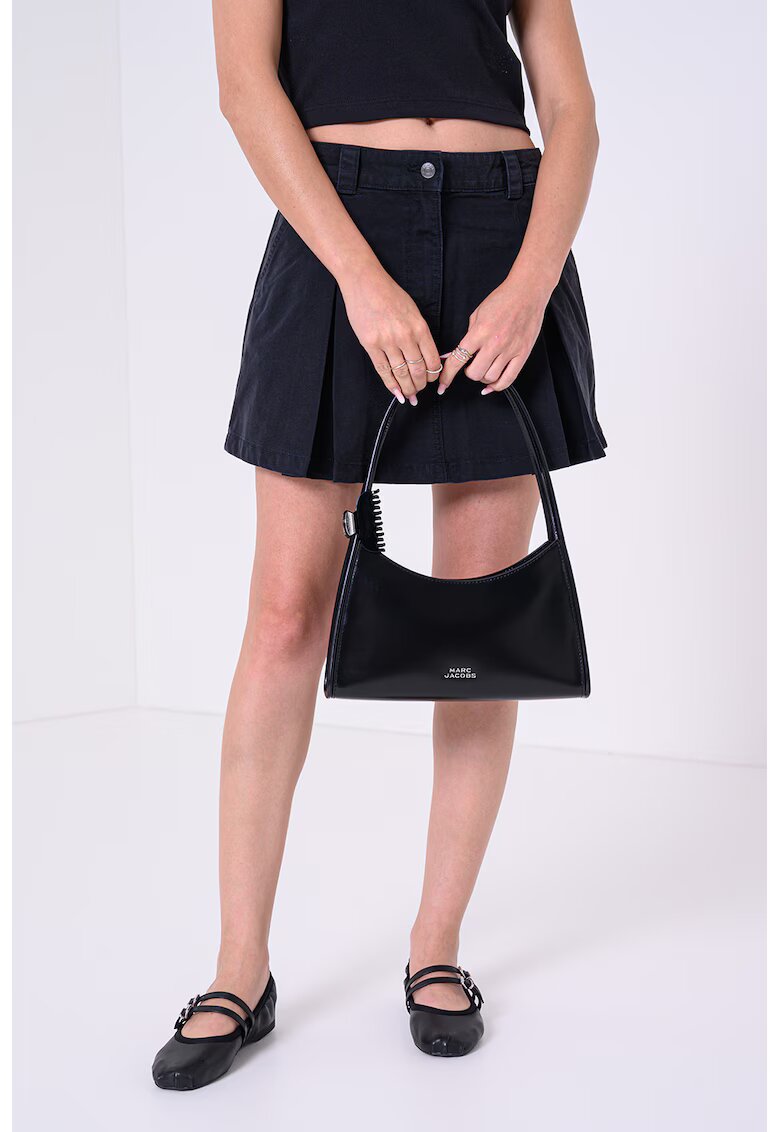 Tommy Jeans Fusta de bumbac organic cu pliuri - Negru