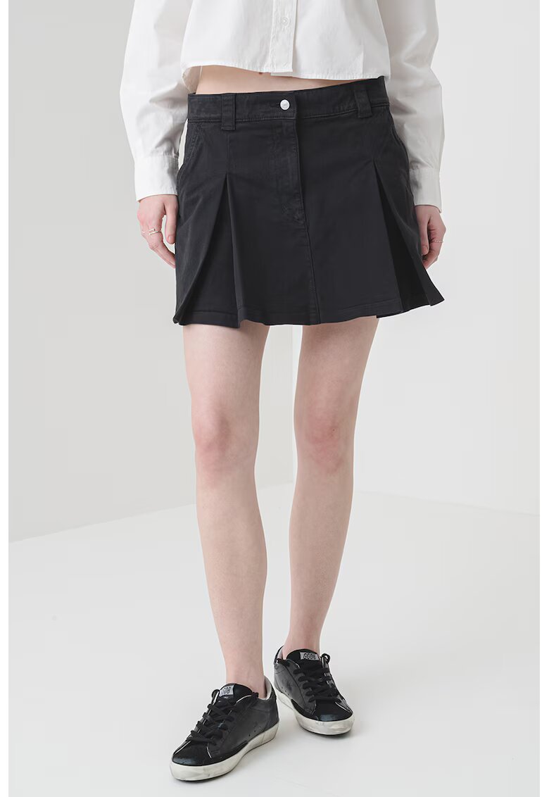 Tommy Jeans Fusta mini din denim cu model plisat
