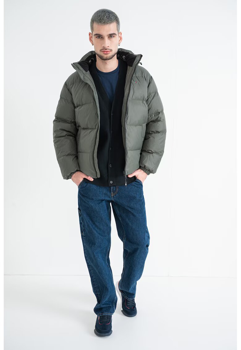 Tommy Jeans Geaca cu umplutura de puf si gluga - Verde inchis