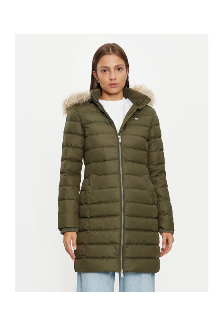 Tommy Jeans Geaca de puf dama verde - fabricata din material usor