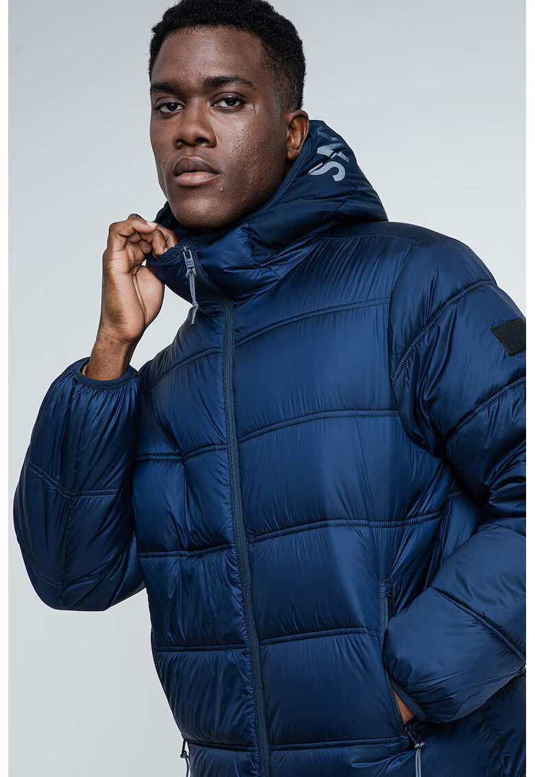 Tommy Jeans Geaca scurta matlasata cu gluga - Bleumarin
