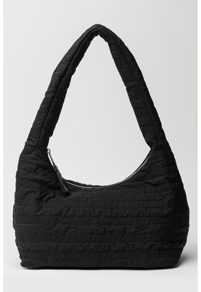 Tommy Jeans Geanta hobo din material textil cu bareta fixa de umar - Negru