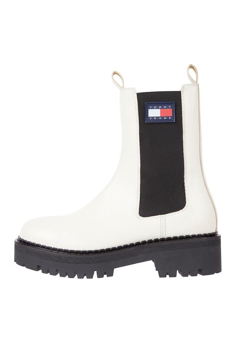 Tommy Jeans Ghete Chelsea de piele - Negru/Alb murdar