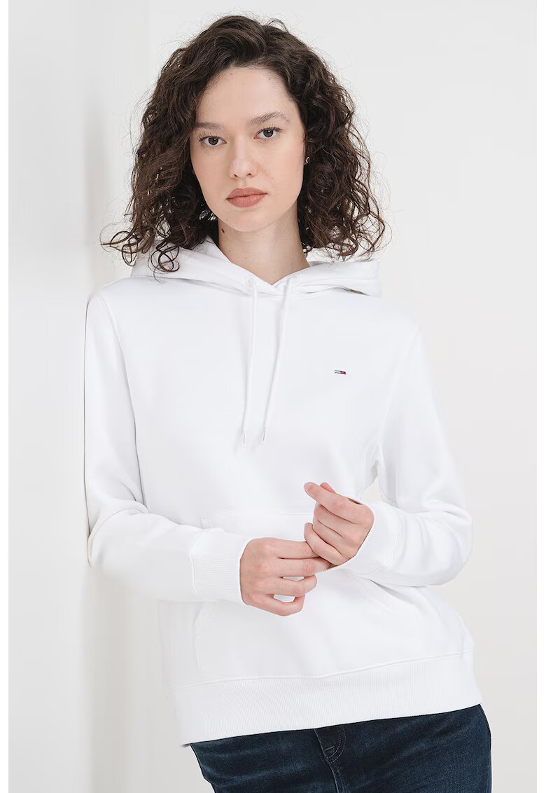 Tommy Jeans Hanorac cu buzunar kangaroo - Alb