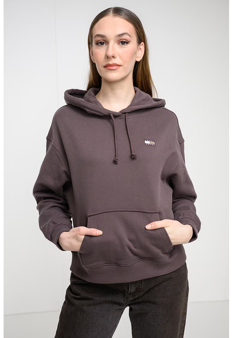 Tommy Jeans Hanorac cu buzunar kangaroo - Maro taupe