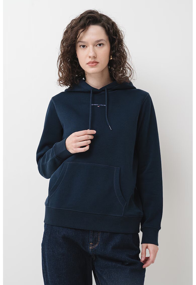 Tommy Jeans Hanorac cu buzunar kangaroo si detaliu logo - Bleumarin