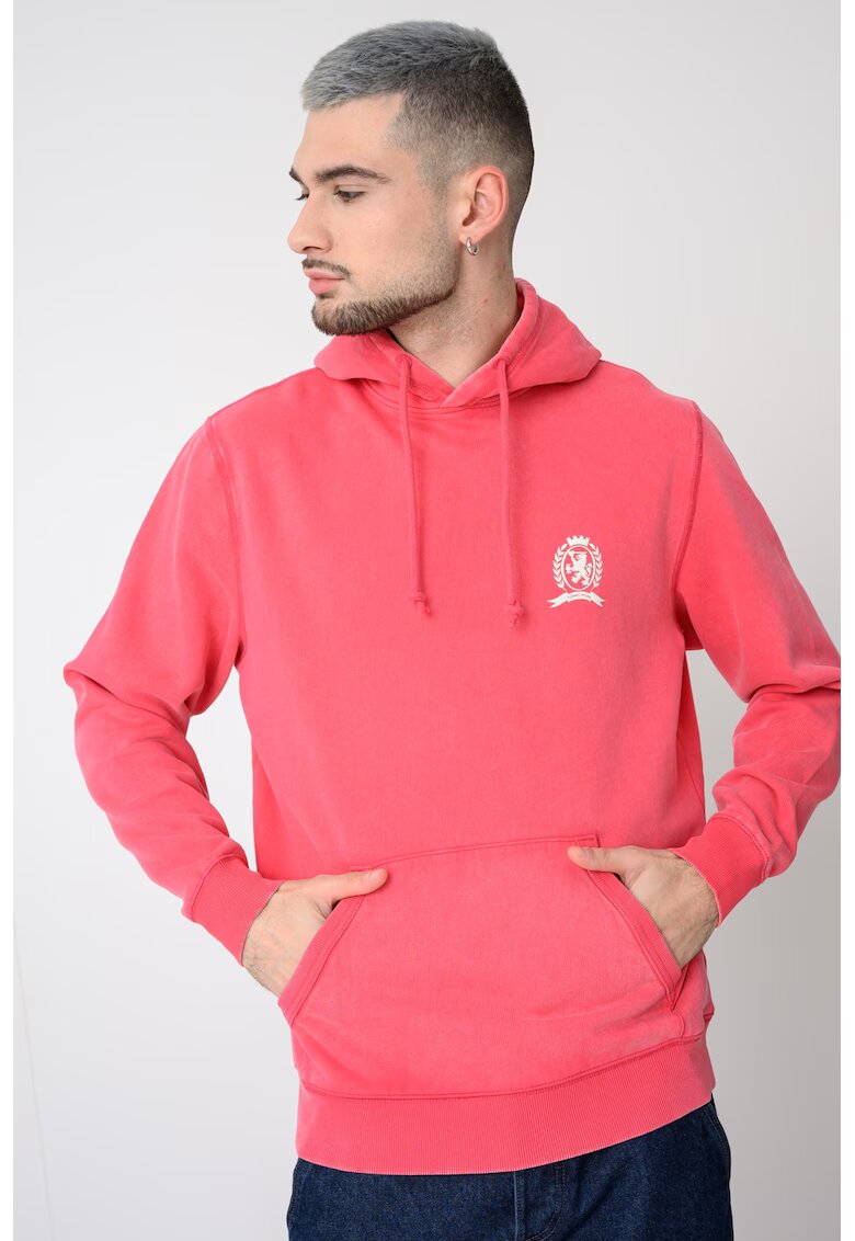 Tommy Jeans Hanorac cu buzunar kangaroo si logo pe spate - Roz