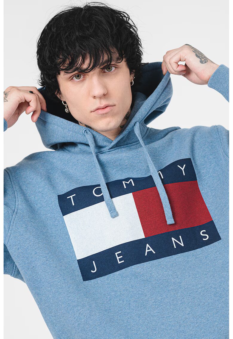 Tommy Jeans Hanorac cu imprimeu logo si maneci cazute - Albastru lavanda