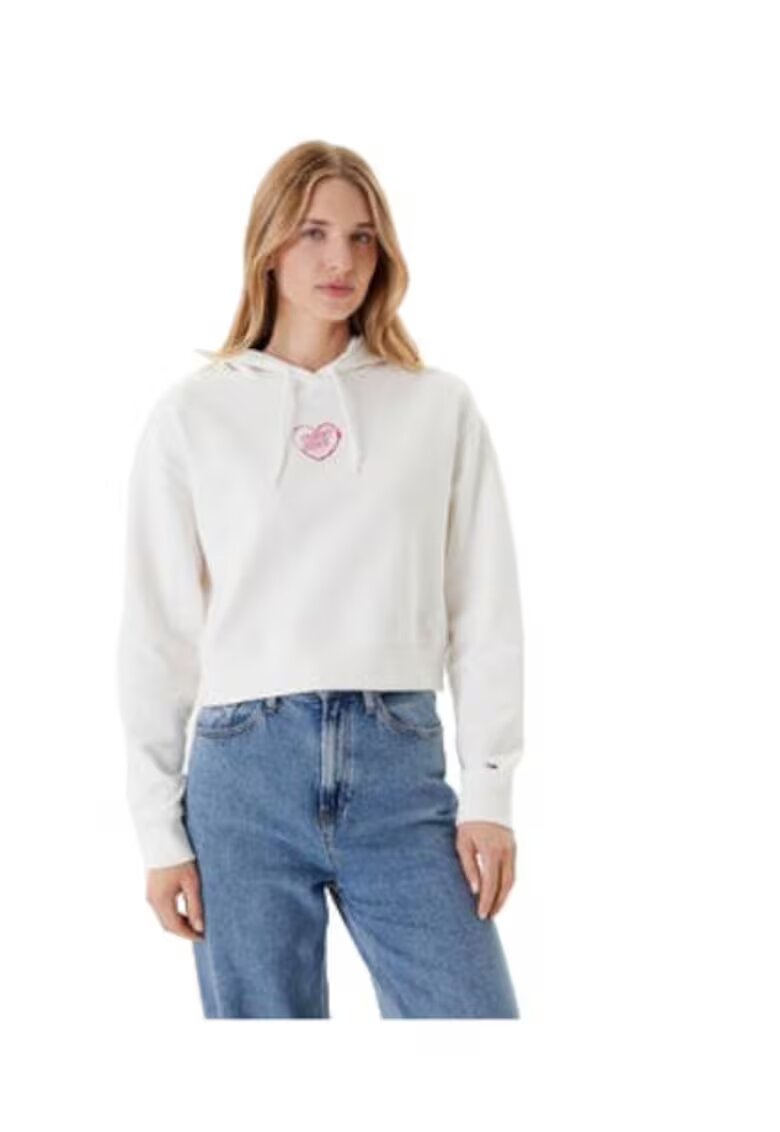 Tommy Jeans Hanorac dama - bumbac - alb -
