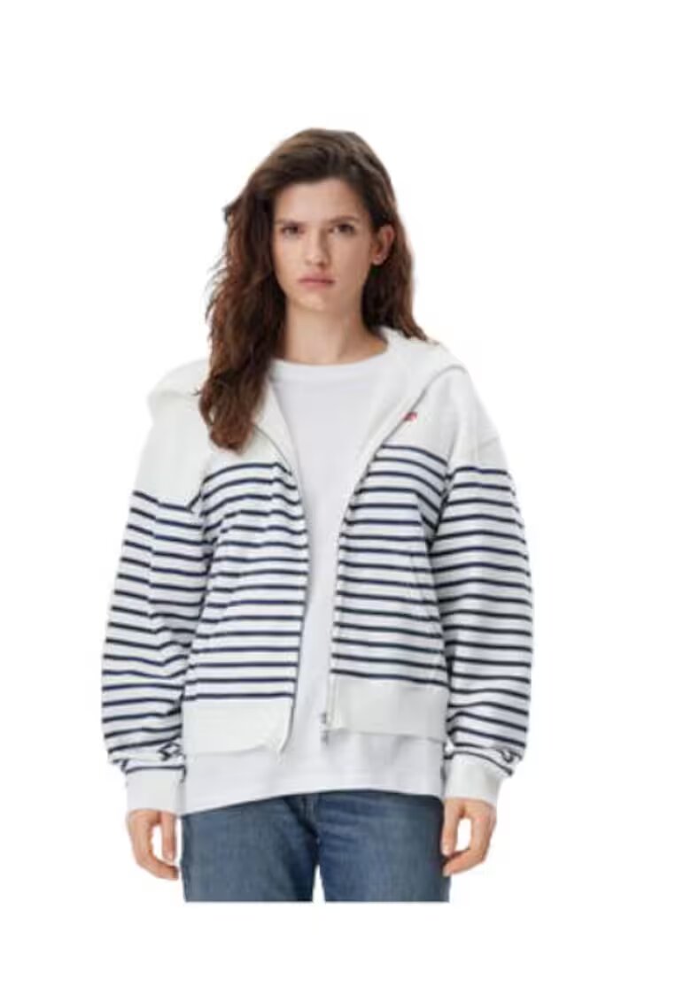 Tommy Jeans Hanorac dama - bumbac - alb/bleumarin -