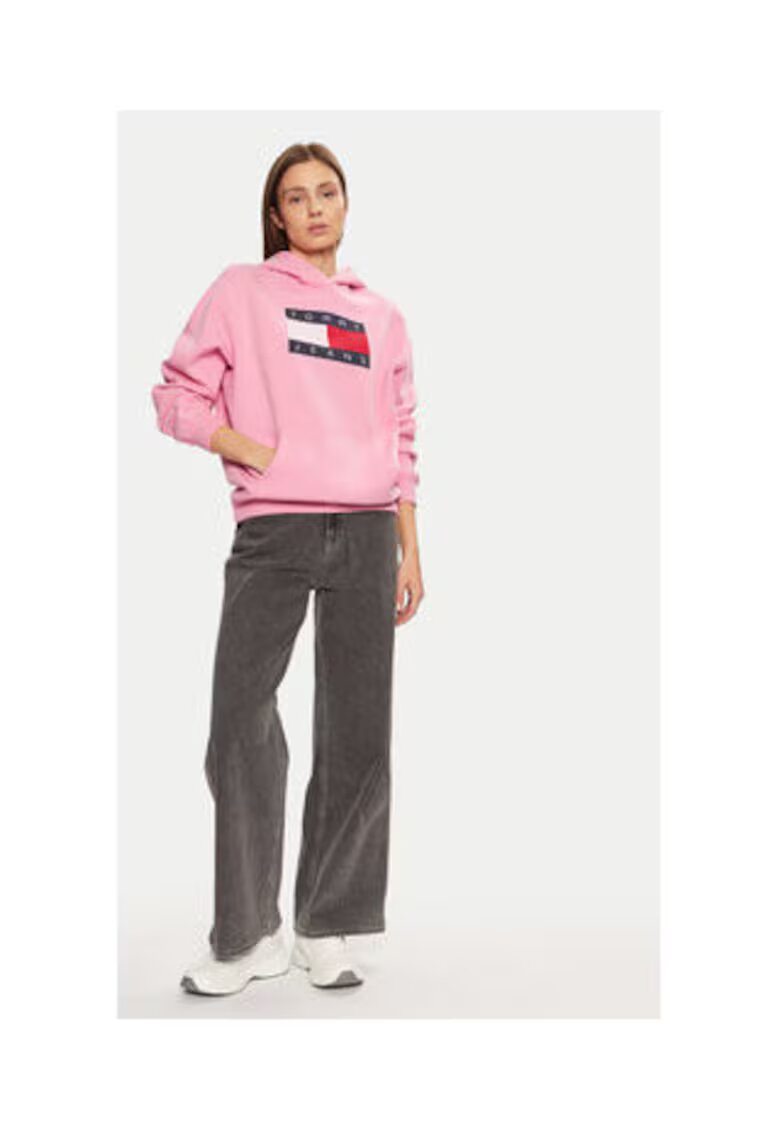 Tommy Jeans Hanorac Dama - Roz - 78% bumbac - 22% poliester reciclat -