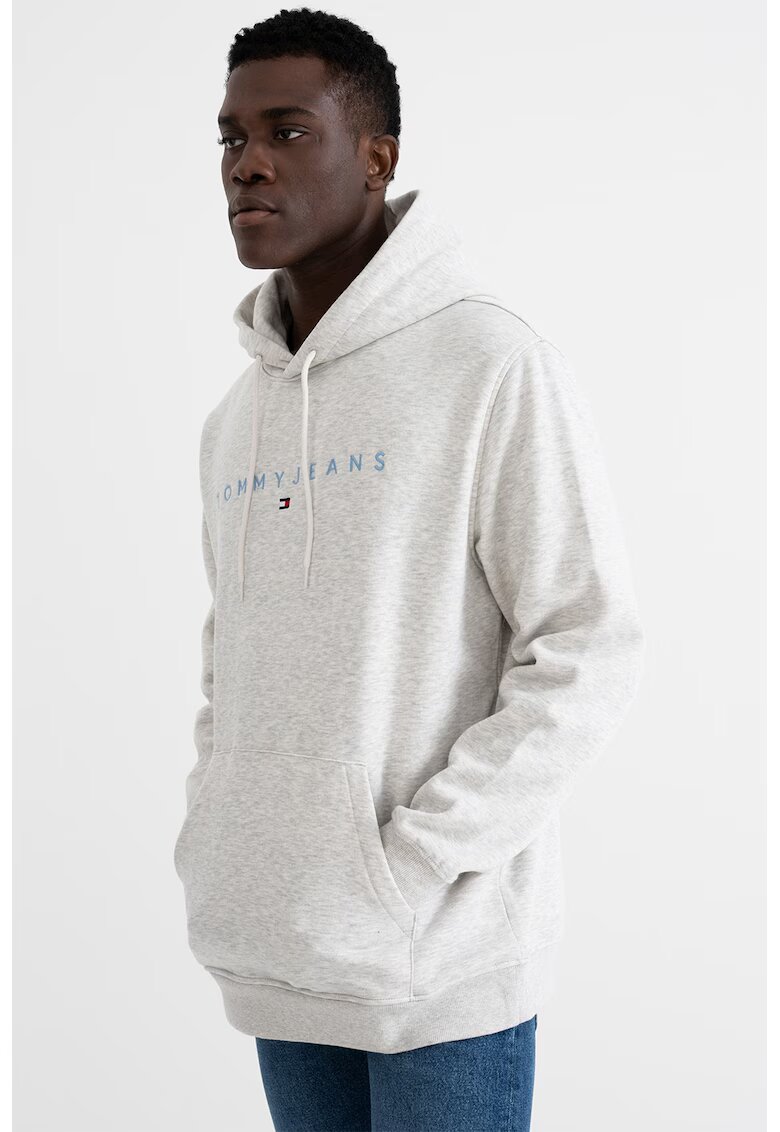 Tommy Jeans Hanorac din amestec de bumbac cu logo brodat - Gri melange