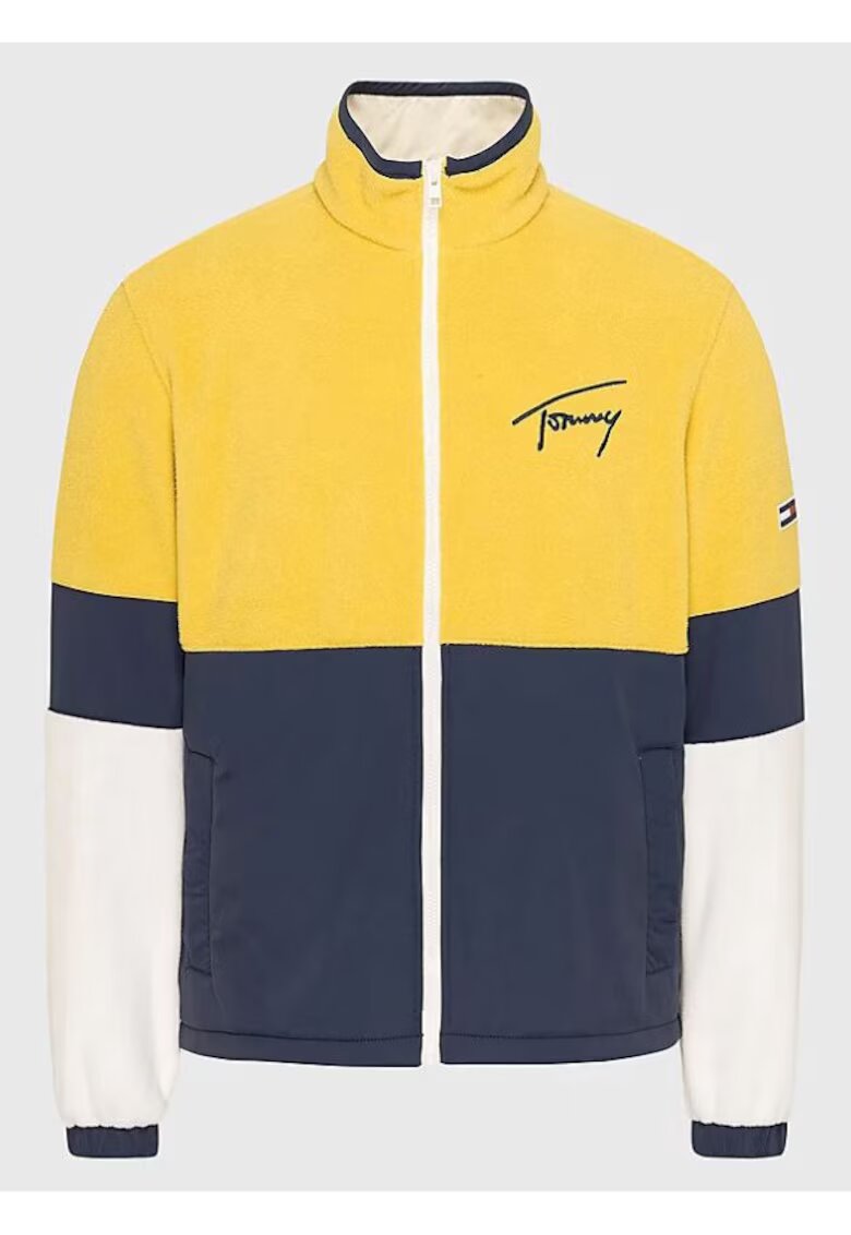 Tommy Jeans Jacheta barbati - Poliester - Multicolor - Alb/Galben/Bleumarin