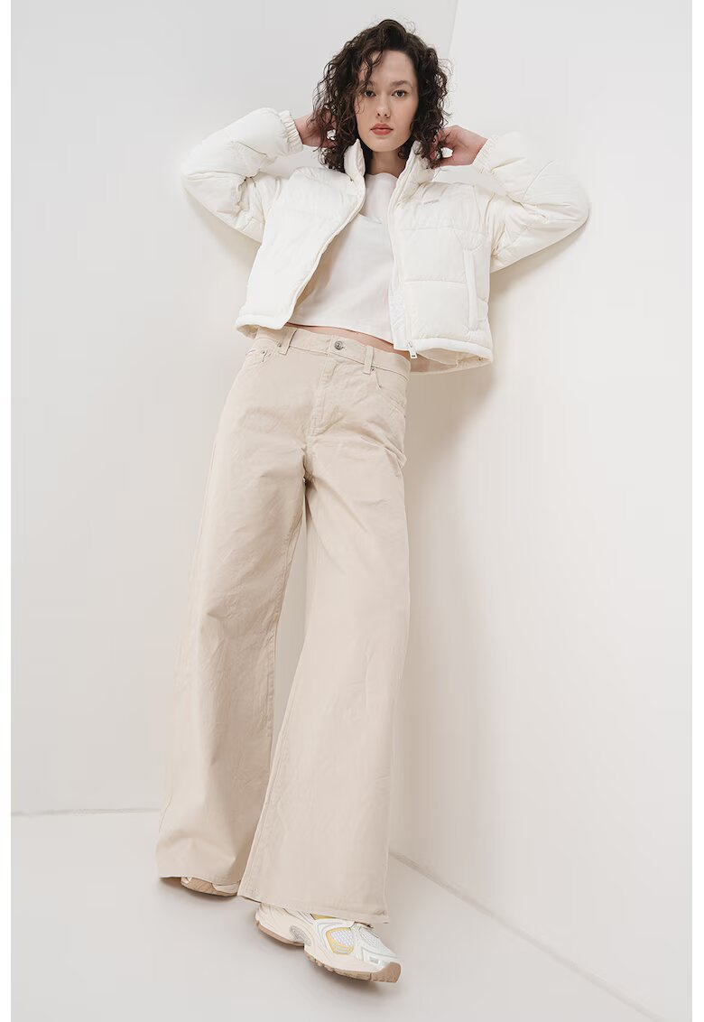 Tommy Jeans Jacheta bufanta crop cu guler - Alb fildes