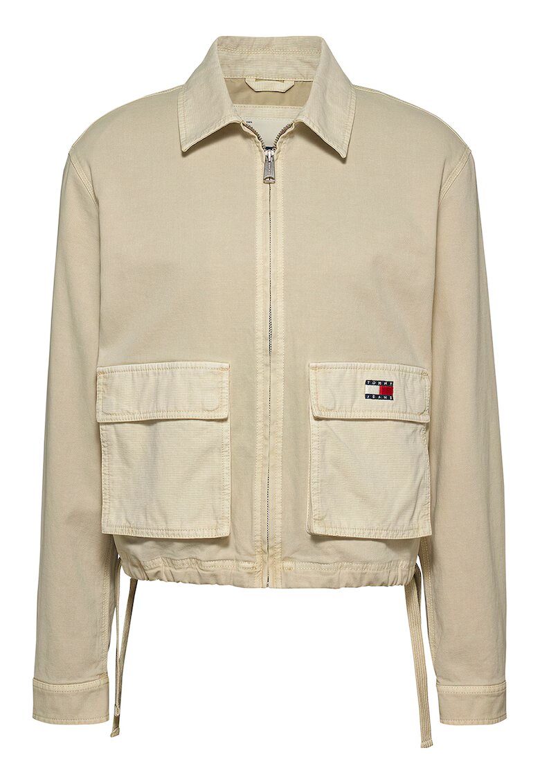 Tommy Jeans Jacheta cu fermoar si terminatie cu snur - Bej